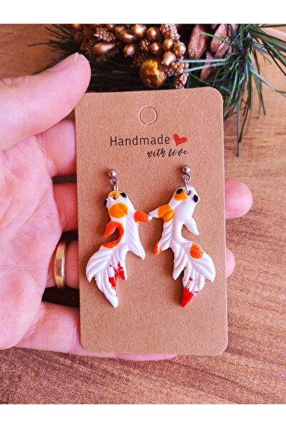 Simya Craft Koi Balığı Tasarımlı Polimer Kil Sallantılı Küpe