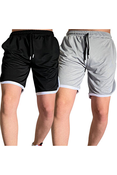Deep sense Men's Black White Red Green Sports Shorts Basketball Football Striped Shorts Fitness Running Bermuda