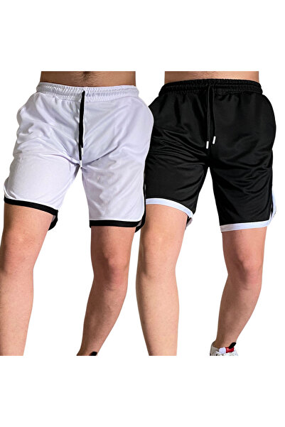 Deep sense Men's Black White Red Green Sports Shorts Basketball Football Striped Shorts Fitness Running Bermuda
