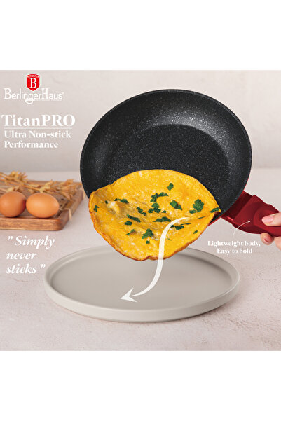 Berlinger Haus Főzőedény készlet 3 db edény serpenyő fedele 24 cm bordó fémes vonal