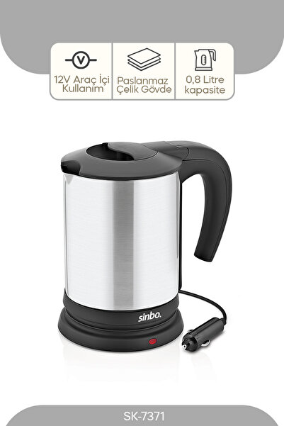 Sinbo Sk-7371 In-Car Water Heater Importer Guaranteed Cigarette Lighter Type 50 Hz / 60 Hz White Steel 2000