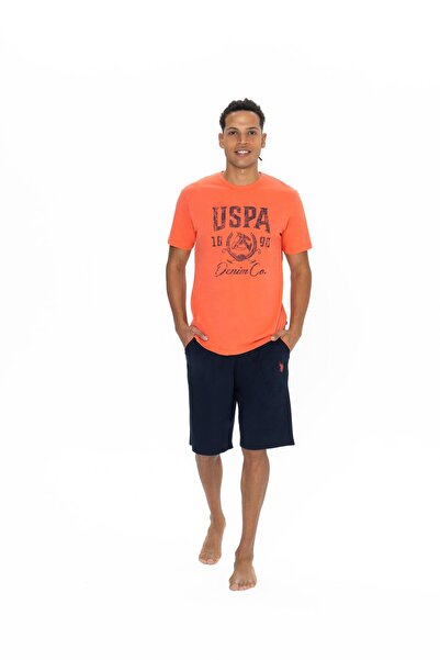 U.S. Polo Assn. Pijama Barbat Set Tricou Corai Si Pantaloni Scurti