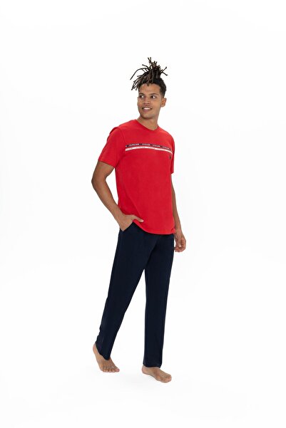 U.S. Polo Assn. Pijama Barbat Set Tricou Rosu Si Pantaloni Scurti