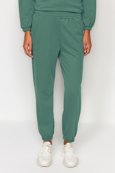 Trendyol Modest Khaki Knitted Tracksuit Set with Stand Collar and Zipper - Skirt End Drawstring Tctaw22En0051