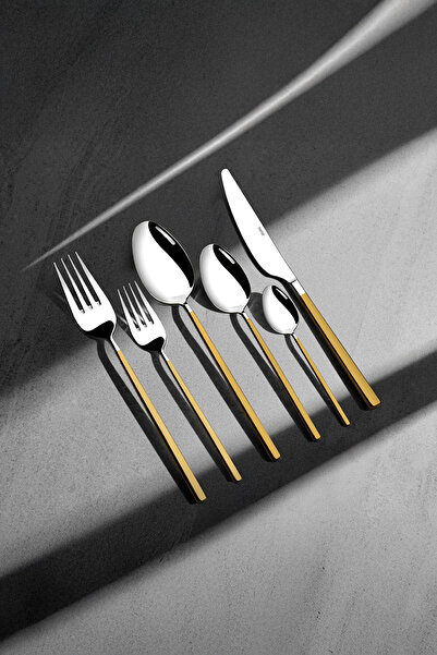Nehir Gloria Gold Satin 72 Piece Cutlery Set for 12 People