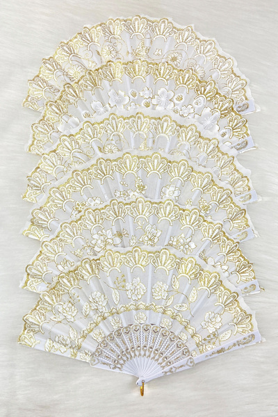 ZEYMERADE مروحة وصيفة العروس من الذهب الأبيض اللامع، هدية هينا لحفلات العزوبي...