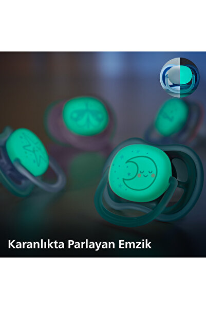 Philips Avent Ultra Air Night Karanlıkta Parlar Gece Emziği 6-18 ay Erkek SCF376/13