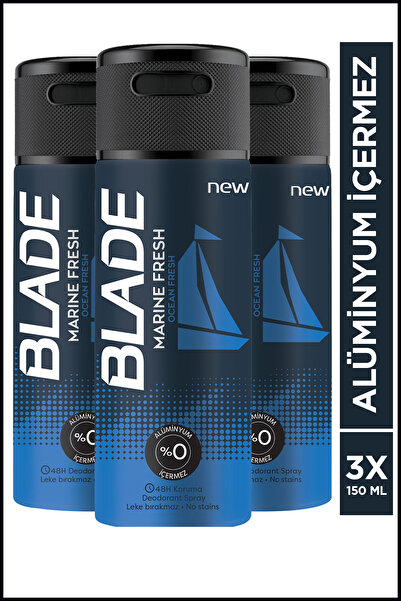 Blade Marine Fresh Erkek Deodorant 3x150ml Leke Bırakmaz