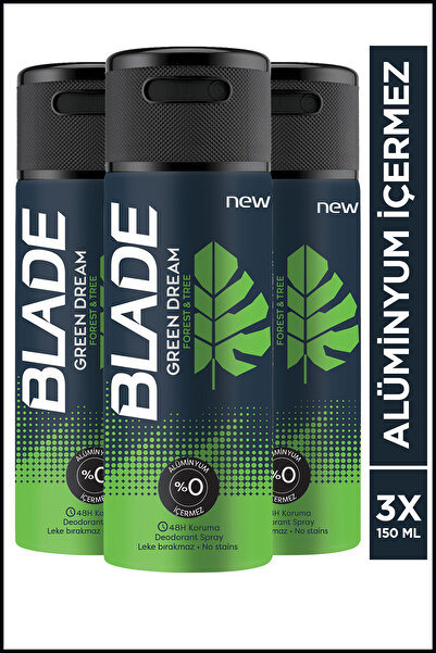 Blade Green Dream Erkek Deodorant 3x150ml Leke Bırakmaz