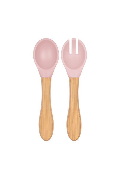 OiOi Mama Kaşığı + Çatal - Pinky Pink