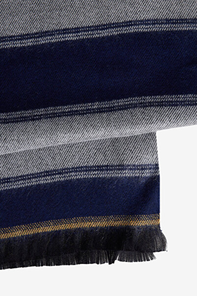 AC&Co / Altınyıldız Classics Чоловічий темно-синій-сірий шарф з візерунком, що зберігає тепло