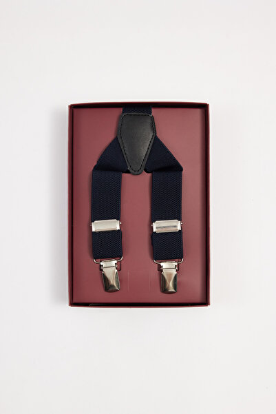 Tudors Erkek Düz Ince Lacivert Pantolon Askısı