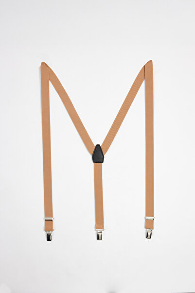 Tudors Erkek Düz Ince Kahverengi Pantolon Askısı