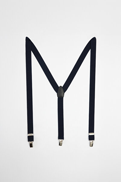 Tudors Erkek Düz Ince Lacivert Pantolon Askısı