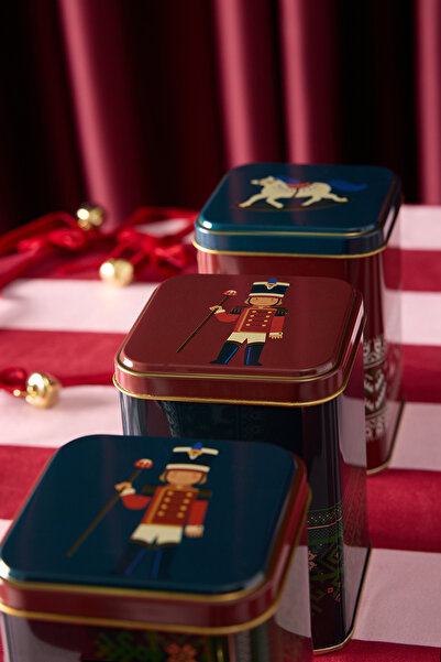 TRENDYOLMİLLA HOME حاوية تخزين معدنية مكونة من 3 قطع بتصميم السنة الجديدة مقاس 9x9x12 سم TPHAW26SKB00000