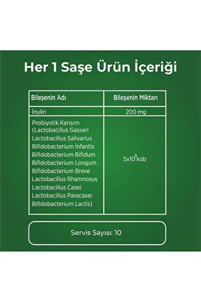 VOOP Probiyotik Mikroorganizma İçeren 10'lu Saşe Takviye Edici Gıda