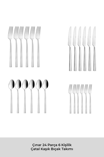 Emsan Çınar 24-Piece 6-Person Boxed Cutlery Set
