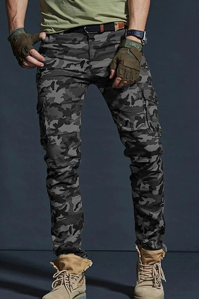 modacix Askeri Erkek Kamuflaj Pantolon - Paçası Lastikli Likralı Askeri Pantolon