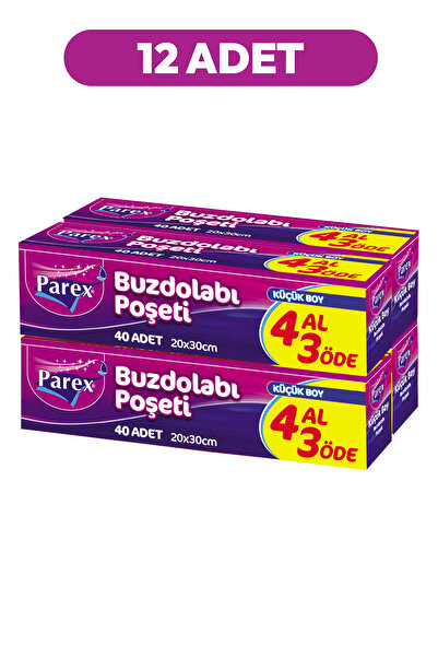Parex Buzdolabı Poşeti Küçük Boy 4 Al 3 Öde (4*40) 20 x 30 cm 12 Paket 1 Koli
