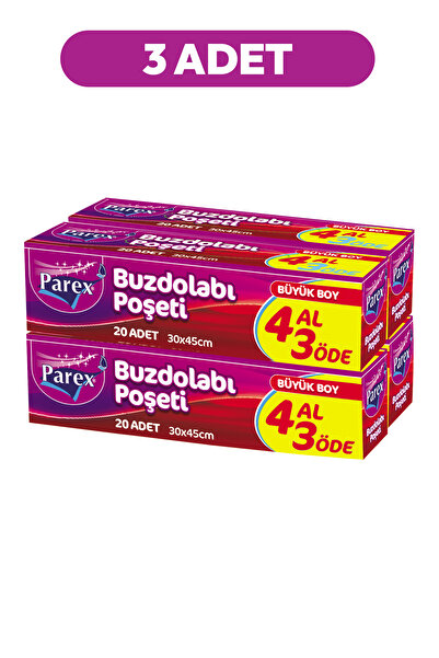 Parex كيس ثلاجة كبير الحجم اشتري 4 ادفع 3 (4*20) 30 × 45 سم مجموعة من ثلاث قطع