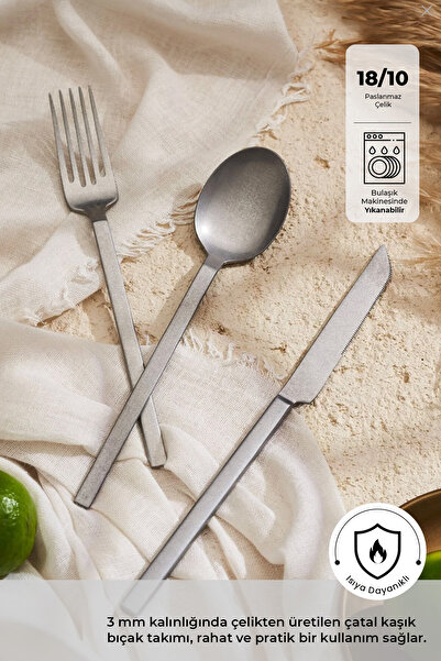 Emsan Artisan Storm 18 Parça 6 Kişilik Çatal Kaşık Bıçak Seti