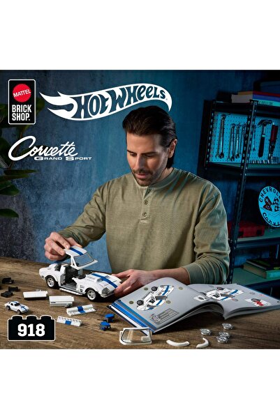 mattel Brick Shop™ Hot Wheels® Elite Serisi - Corvette Grand Sport, 918 Parça, koleksiyoncular için JGR31