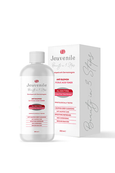 Jeuvenile Glikolik Asit Tonik – Leke Karşıtı & Aydınlatıcı Tonik | Yüz Toniği | Gözenek Toniği | Akne Toniği | Sebum Dengeleyici Tonik | Arındırıcı Tonik | Siyah Nokta Toniği | Cilt Toniği | BHA Tonik