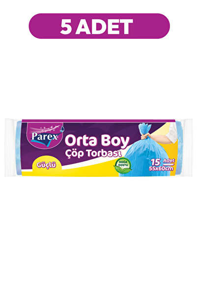 Parex Orta Boy Güçlü Çöp Torbası 5' Li Paket