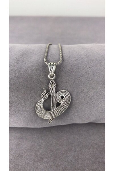 BEY SİLVER Telkari Parmak Izi Elif Vav Gümüş Kadın Kolye