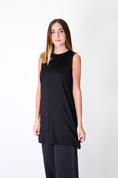 Essah Moda Kadın Siyah Sıfır Kol Içlik Tunik Me000127syh