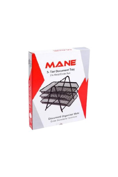 MANE Evrak Rafı Metal 3 Lü Siyah