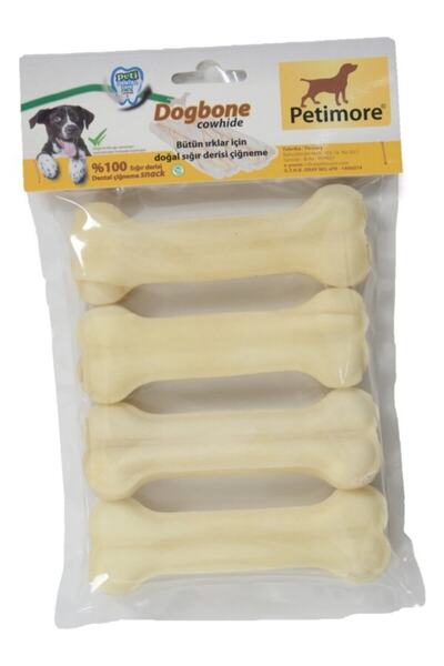 Petimore Doğal Pres Kemik 12 cm – Köpek Çiğneme Ödülü – Sığır Derisi – Diş Te...