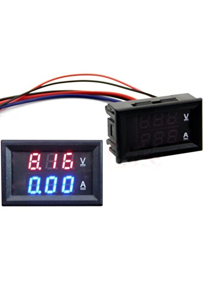 Arduino 0.28" 100v 50a Çift Ledli Kırmızı Voltmetre Ve Mavi Ampermetre