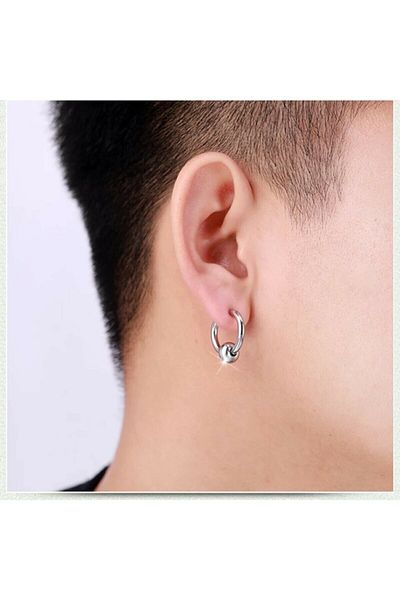 Jaida Moda Unisex Silver 316l Surgical Steel Sports Hoop Earrings 1 Piece