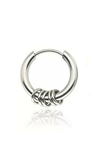 Jaida Moda Unisex Gray 316l Surgical Steel Sports Hoop Earrings 1 Piece