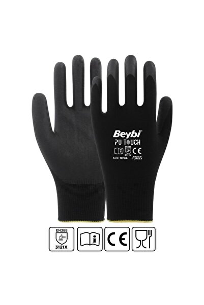 Beybi Pu Touch Polyester Eldiven No:8 Siyah