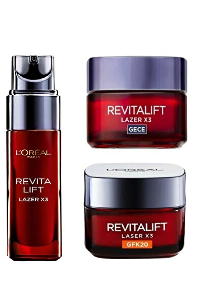 L'Oreal Paris Revitalift Lazer Kırışıklık Karşıtı 3'lü Bakım Seti Leke Ve Kır...