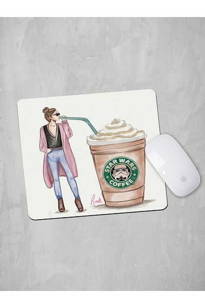 Panorama Ajans Mouse Pad cu design Star Wars Coffee Pink