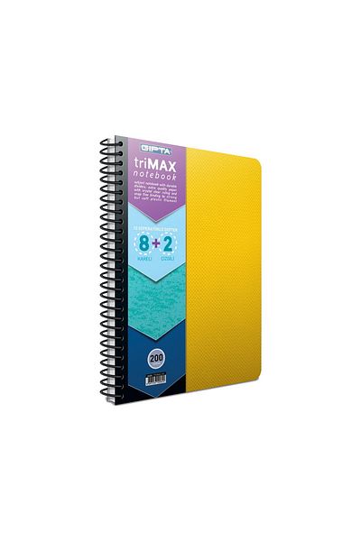 Gıpta Trimax A4 200 Sheets 8+2 Plastic Cover Spiral Compartment Notebook (2405) Dark Yellow