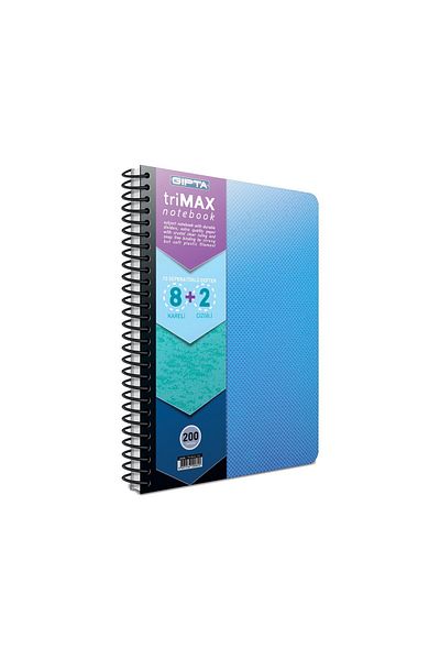 Gıpta Trimax A4 200 coli 8+2 coperți din plastic cu spirală deflector caiet (2405) albastru