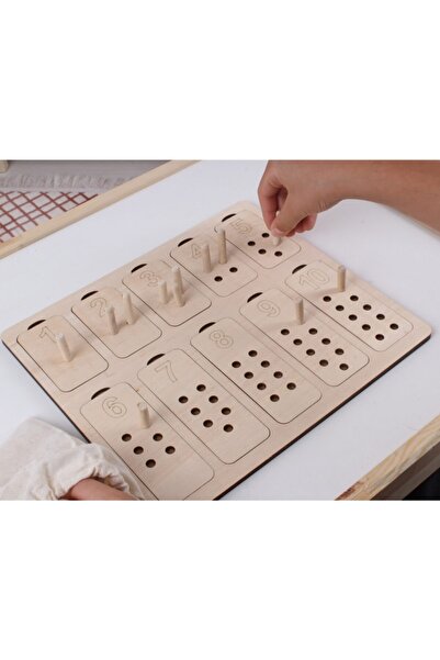 Ankebut لغز أنا أتعلم الأرقام وقيمها باستخدام دبوس ولوحة خشبية طبيعية