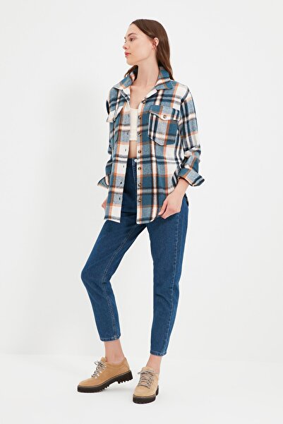 Trendyol Collection Cămașă țesută în carouri supradimensionate/Wide Fit TWOAW22GO0549