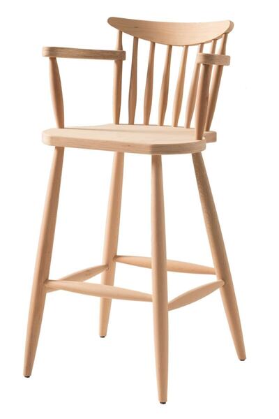 BOB ARTS and CRAFTS Yıldız Kollu Bar Sandalye Cilasız Ham Ahşap