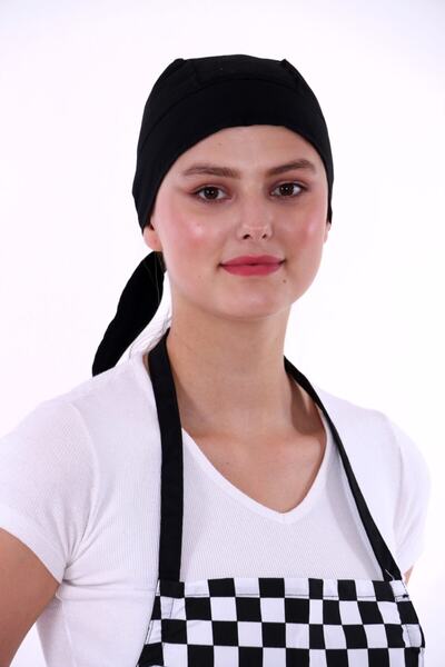 EURO DAY Black Unisex Cook - Bandană de bucătărie cu plasă în partea de sus