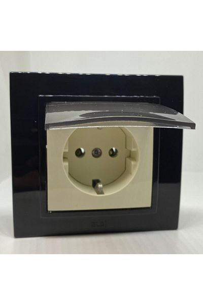 ELBİ Zena Covered Grounded Socket Frame Black Cream Color