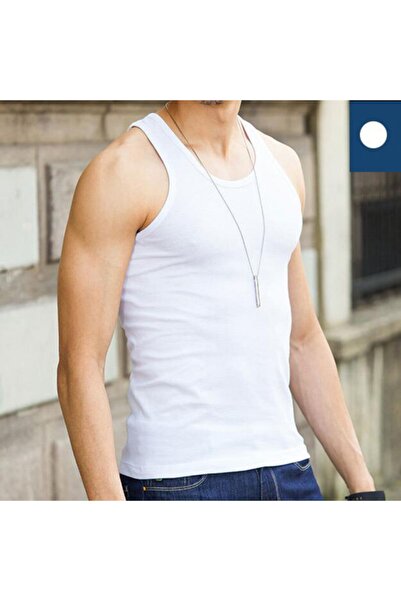 Zamane Çarşı Чоловіча біла майка з бретелями з бавовняної трикотажної тканини, упаковка з 6 штук