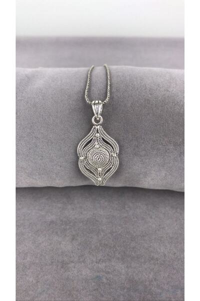 BEY SİLVER Telkari Parmak Izi Gümüş Kadın Kolye