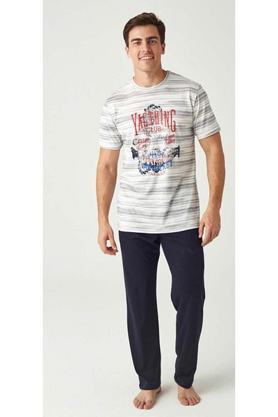 Mod Collection Men's Navy Blue Yacthing Club Combed Cotton Pajama Set