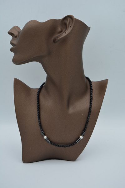 Stoneage Hematite Pearl and Onyx Stone Necklace
