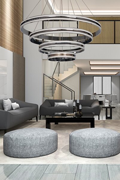 Avize çarşısı 3 Lü Halka Krom Led Avize